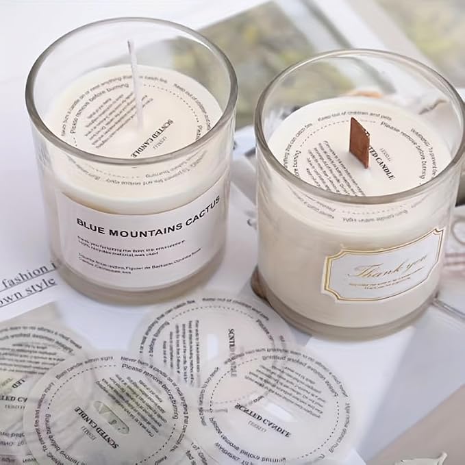 YiJiaXiang Round Scented Candle Warning Safety Stickers, Clear Labels with Candle Care Instructions, Please Remove Before Burning (200, Diameter 8cm)