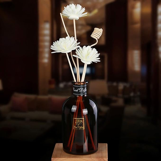 4 Pcs Rattan Reed Fragrance Diffusers and Flower Replacement Refill Sticks, Handmade Flower Reed Diffuser, for Home, Office, Spa, Bedroom, Total Length: 6.3-9.84 inch