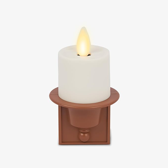 Luminara Flameless Candle Nightlight w/Dusk to Dawn Light Dark Auto Sensor, Baked Clay Wall Plug Indoor Night LED Light w/Real-Flame Effect Technology, Bathroom Bedroom Hallway, No Remote Needed