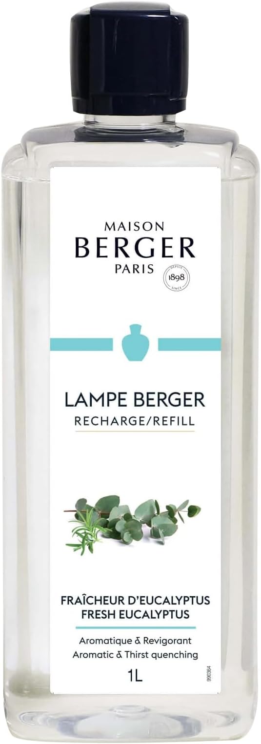 MAISON BERGER Lampe Berger Refill, 1 L, Fresh Eucalyptus | Catalytic Lamp Fragrance Refill, Helps Neutralize Odors, ~160 h Fragrance Diffusion, Made in France