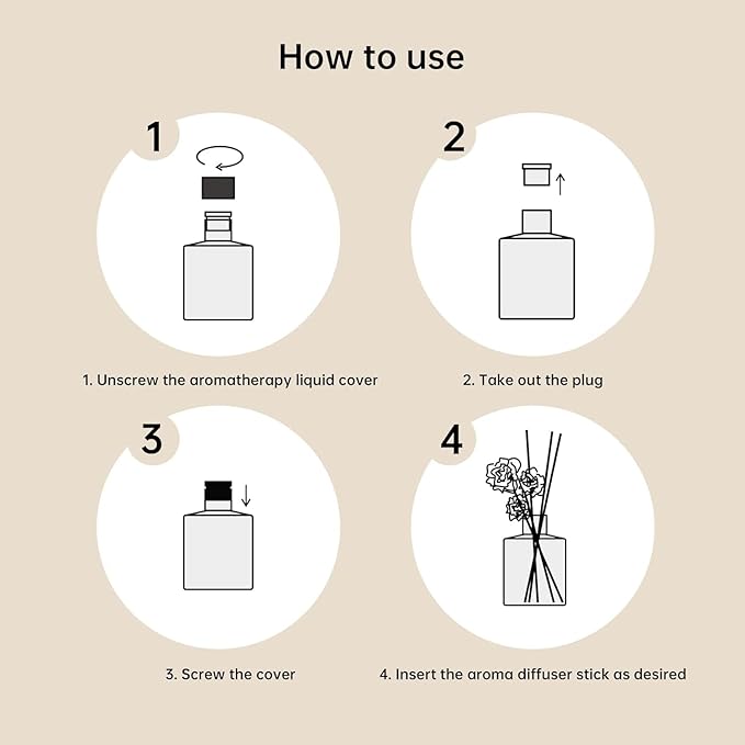 XEPTLE Soft Bloom Suite Reed Diffuser, Hotel Collection Oil Diffuser, Air Freshener, Long-Lasting Scent, Home & Bathroom Essential Oil Diffuser with 5 Reeds, 7.04oz, Black