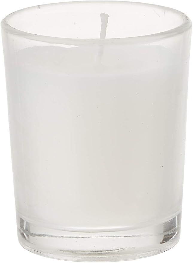 Hosley Set of 24 Unscented Clear Glass Filled Votive Candles. Hand Poured Wax Candle Ideal Gifts for Aromatherapy, Spa, Weddings, Birthdays, Holidays, Party.