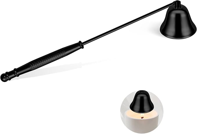 Candle Extinguisher with Long Handle, Metal Wick Snuffer Candle Snuffer Accessory with Long Handle for Scented Candle, Aromatherapy Candles for Putting Out Candles Flame (Black)