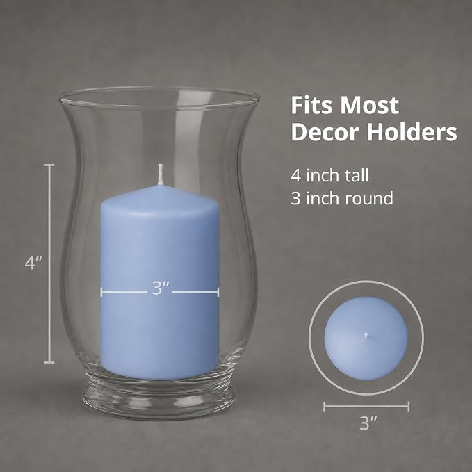 yummi 3" x 4" Periwinkle Blue Round Pillar Candles - 3 per Pack
