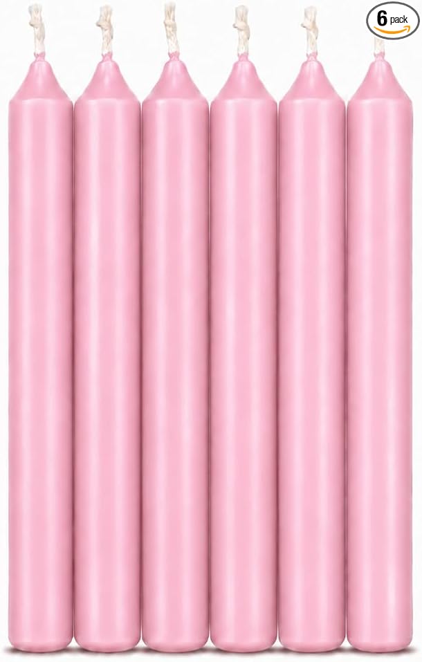 6 Inch Taper Candle 6 Pack Spell, Wicca, Santeria, Energized Candles Velas de 6 Pulgadas Paquete de 6 Velas (Pink (6 Pack))