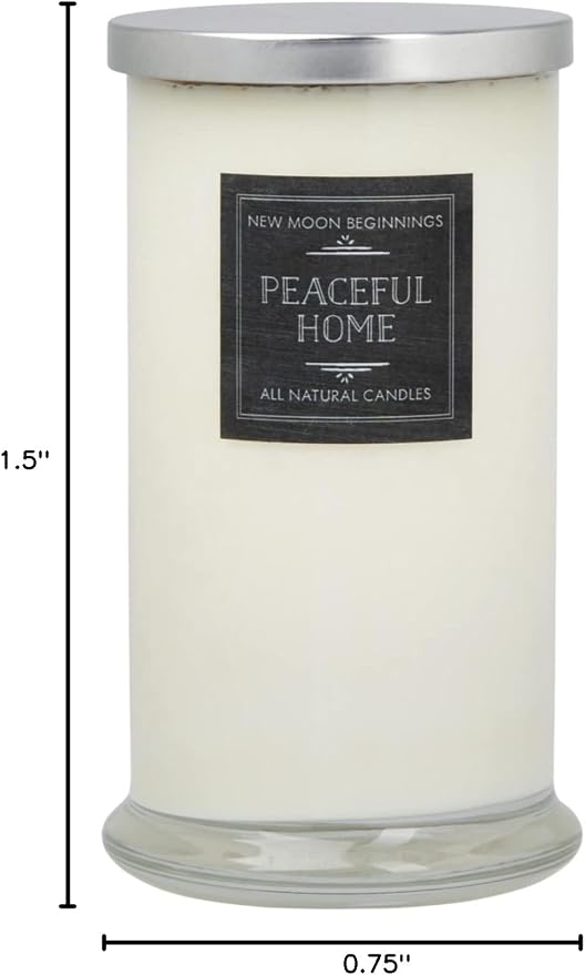 Peaceful Home® Candle by New Moon Beginnings - Stress Relief Candle - Energy clearing - All Natural Essential Oil Soy Candle - Crystal Candles (Peaceful Home, 21oz Glass Jar)