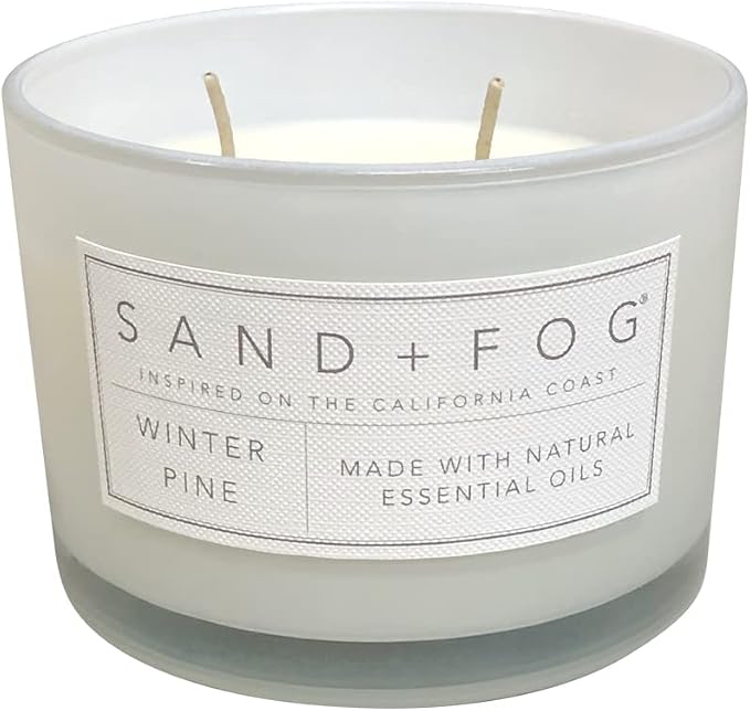 Sand + Fog Scented Candle - Winter Pine – Additional Scents and Sizes – 100% Cotton Lead-Free Wick - Luxury Air Freshening Jar Candles - Perfect Home Decor – 12oz - Holiday Scents