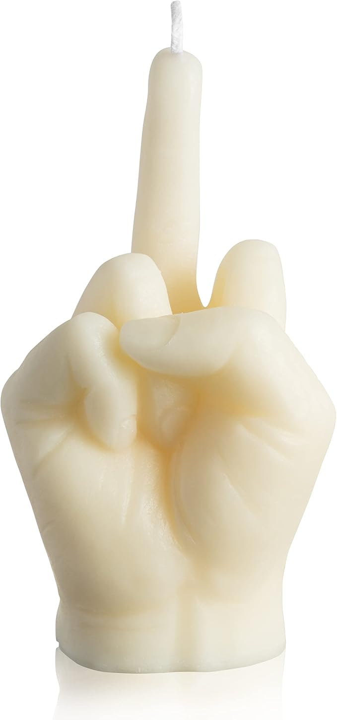 6sisc Middle Finger Scented Candle White Large Size Danish Pastel Room Decor Pine Aromatherapy Candle Long Lasting Natural Soy Wax Hand Gesture Fragrance Candlestick for Home Room Supplies 7.1” X 3.7”