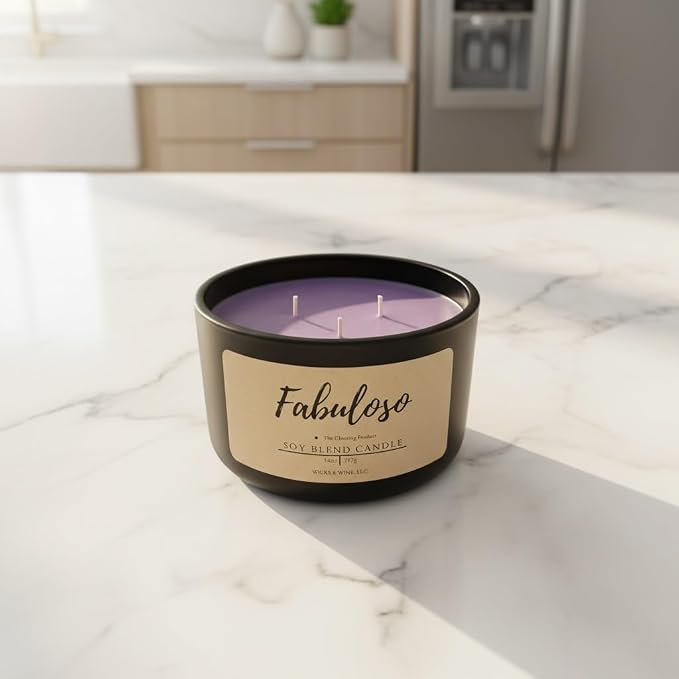 Wicks & Wine Soy Blend 3-Wick Cotton CORE Candle 14oz (Fabuloso)