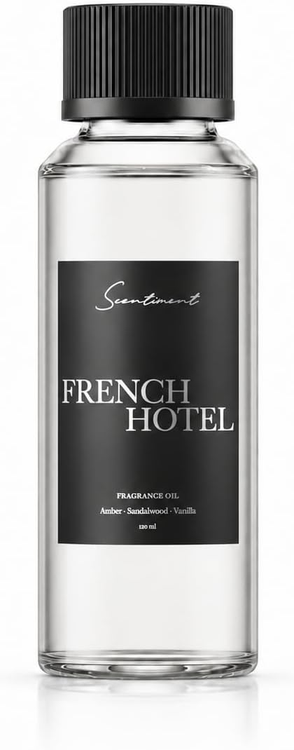 Scentiment French Hotel Diffuser Oil - Premium Hotel Scent with Notes of Clove, Patchouli & Sandalwood Home Scent, Aromatherapy Fragrance Oil Diffuser Refill - 4.06 fl oz (120 mL)