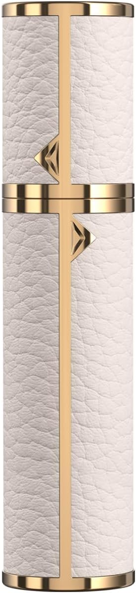 8ML Travel Perfume Refillable Atomizer, Mini Genuine Leather Cologne Sprayer, Protable Pocket Size Empty Fragrance Spray Bottle (White)