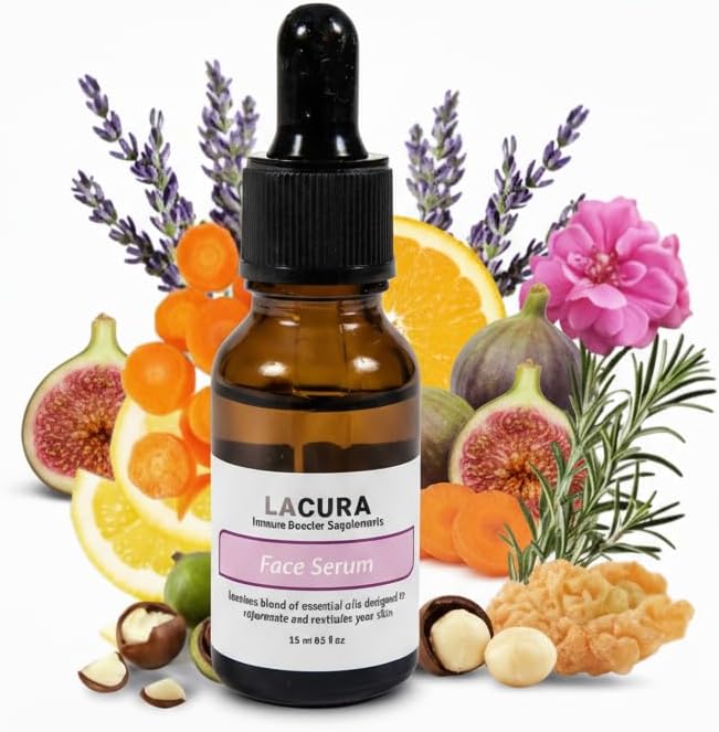 Lacura Therapeutic Face Oil with Vitamin E & Organic Jojoba - Natural Anti-Aging Facial Serum with Essential Oils for Mature Skin - Hydrating for Wrinkles & Dry Skin, 15ml