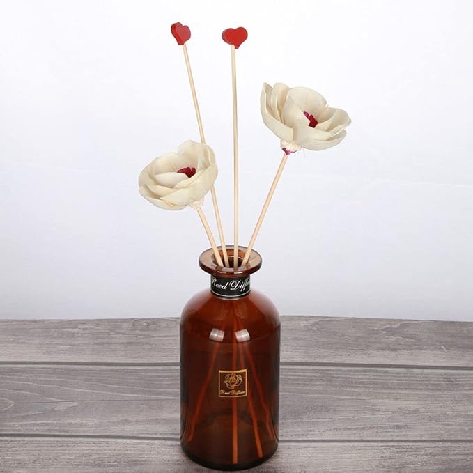 4 Pcs Rattan Reed Fragrance Diffusers and Flower Replacement Refill Sticks, Handmade Flower Reed Diffuser, for Home, Office, Spa, Bedroom, Total Length: 6.3-9.84 inch