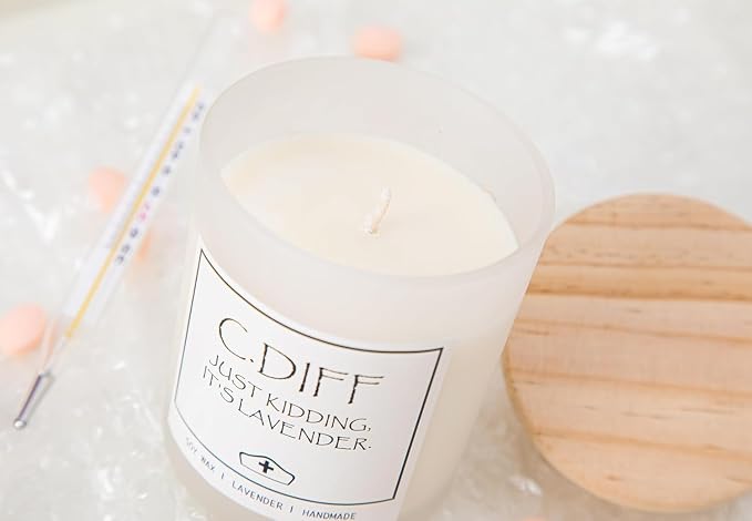 Smells Like C. Diff Candle, Funny Nurse Gift for Women, Rn Gifts for Nurses, Nurse Appreciation Graduation Gifts, Nurses Practitioner Gift, Lavender Scented Candle