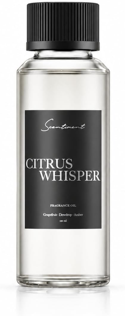 Scentiment Citrus Whisper Diffuser Oil - Premium Hotel Scent with Notes of Grapefruit, Dewdrop & Warm Amber Home Scent, Hotel Fragrance Oil Diffuser Refill - 4.06 fl oz (120 mL)