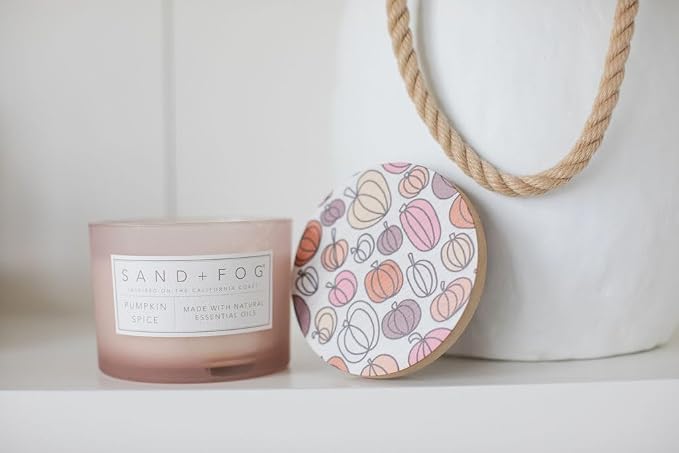 Sand + Fog Scented Candle - Pumpkin Spice – Additional Scents and Sizes – 100% Cotton Lead-Free Wick - Luxury Air Freshening Jar Candles - Perfect Home Decor – 12oz
