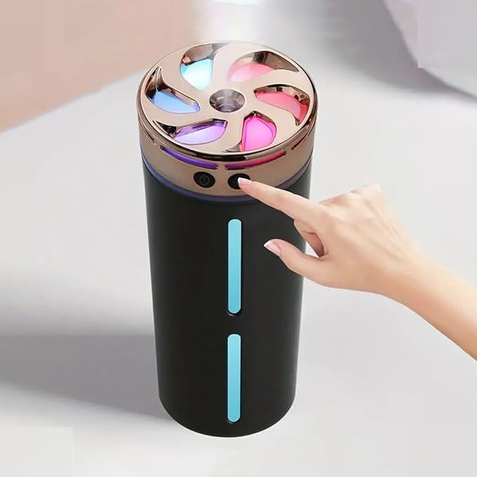 In-vehicle Air humidifier Portable 300ml Rechargeable Car Humidifier with Colorful LED Night Light, USB Plug-In, and Aroma Diffuser for Home Office (a)