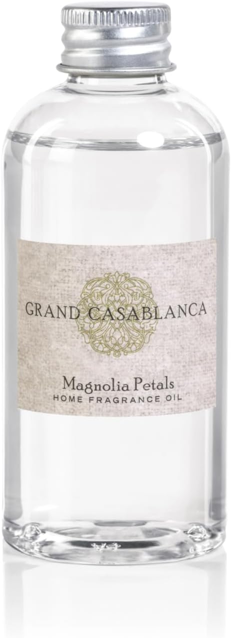 Zodax Grand Casablanca Porcelain Oil Diffuser Refills - Scented Oil for Aromatherapy Diffusers - Ideal for The Office, Living Room, Bathroom, and Home - Magnolia Petals Scent - 1.69 Oz. - Set of 2