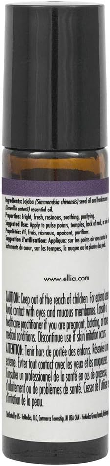 Ellia Frankincense Essential Oil Roll-On | 10ml, 100% Pure, Therapeutic Grade, Clear (ARM-EO10ROFRK)