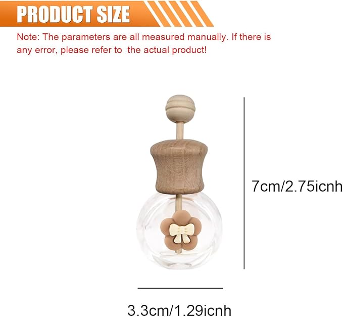 2PCS Car Diffuser Bottle with Vent Clip, Refillable Empty Glass Bottles for Essential Oil, Cute Bow Car Air Outlet Trim Clips, Auto Interior Decoration Accessory for Cars Bedroom Office (Bow)