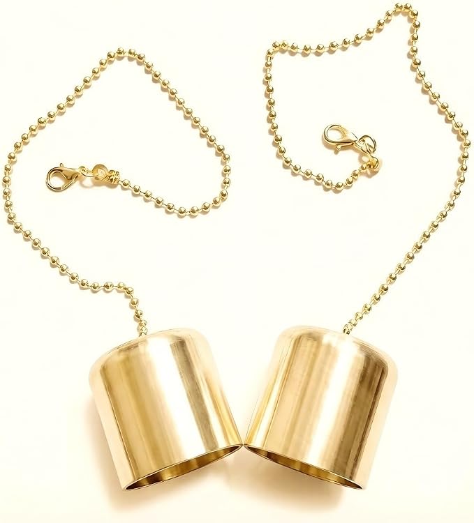 2 Pack Brass Candle Snuffer Caps with Chain, Vintage Tiki Torch Snuffer Decorative Flame Cover, Polished Metal Wick Extinguisher for Candle Lovers, Multi-Use Candle Accessories