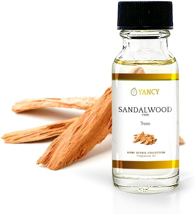 YANCY Sandalwood Luxury Collection Fragrance Oil (1/2 oz), Smooth Woody Scent, Ideal for Diffusers, Oil Burners & Aroma Lamps, Calming Fragrance for a Centered Space