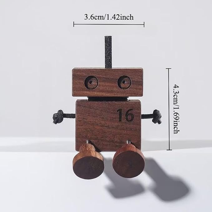 Car Air Diffuser - 2-in-1 Shaking Wooden Man Figurine & Refillable Aroma Vent Clip with 5ml Capacity + 5 Sticks, Walnut Wood Essential Oil Air Freshener Car Dashboard Accessories Decor Gift for Driver