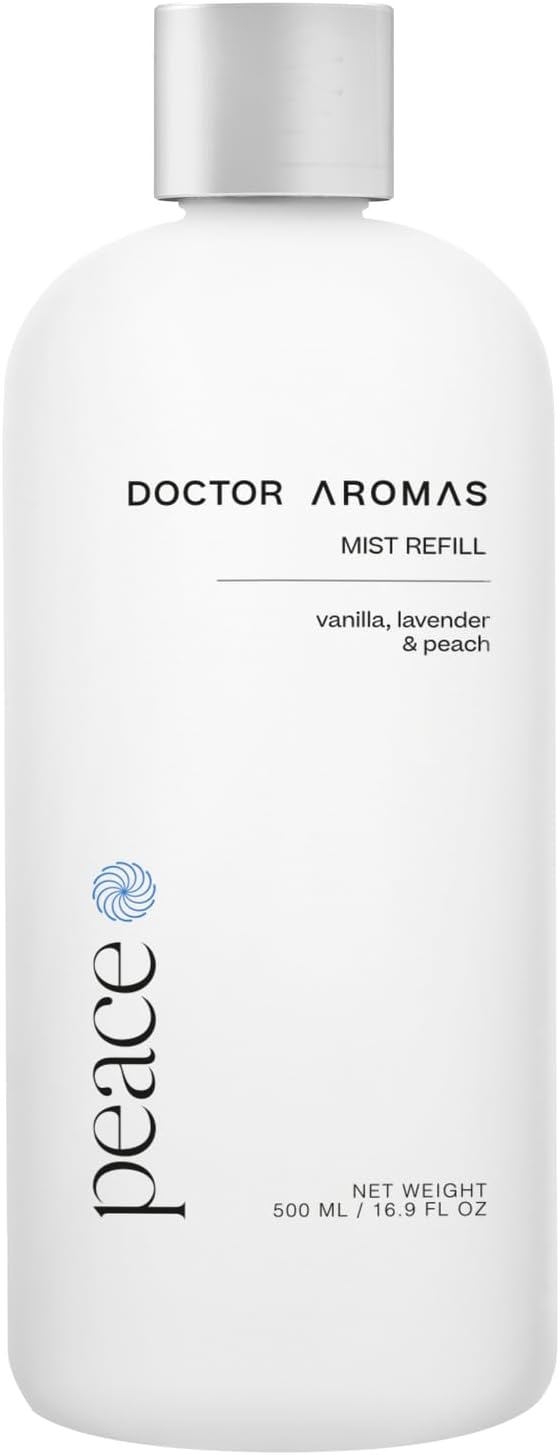 Doctor Aromas Oil Diffuser Essential Oil Blend Refill – Premium Aromatherapy & Home Fragrance, Scent of Vanilla, Lavender & Peach, 16 fl oz (500 ml) (Peace)