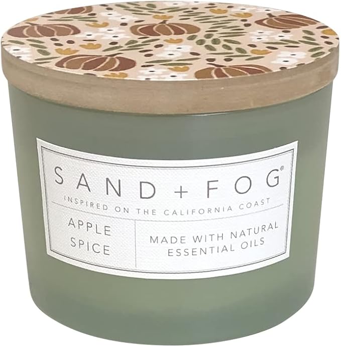 Sand + Fog Scented Candle - Apple Spice – Additional Scents and Sizes – 100% Cotton Lead-Free Wick - Luxury Air Freshening Jar Candles - Perfect Home Decor – 12oz
