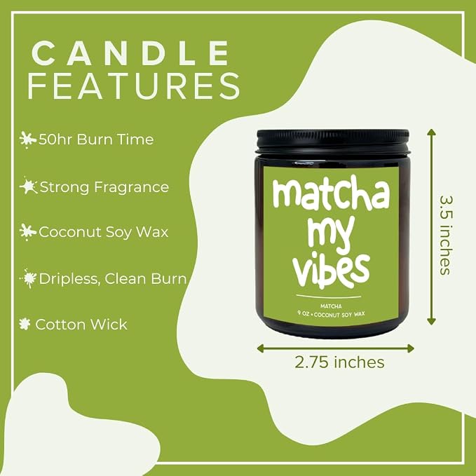 Simply Soson 9oz Creamy Matcha Scented Candle, Green Tea Candles, Gifts for Women and Men, Perfect Home Décor Gifts, Holiday, Spa, Bedroom, Calming, Relaxation and Stress Relief