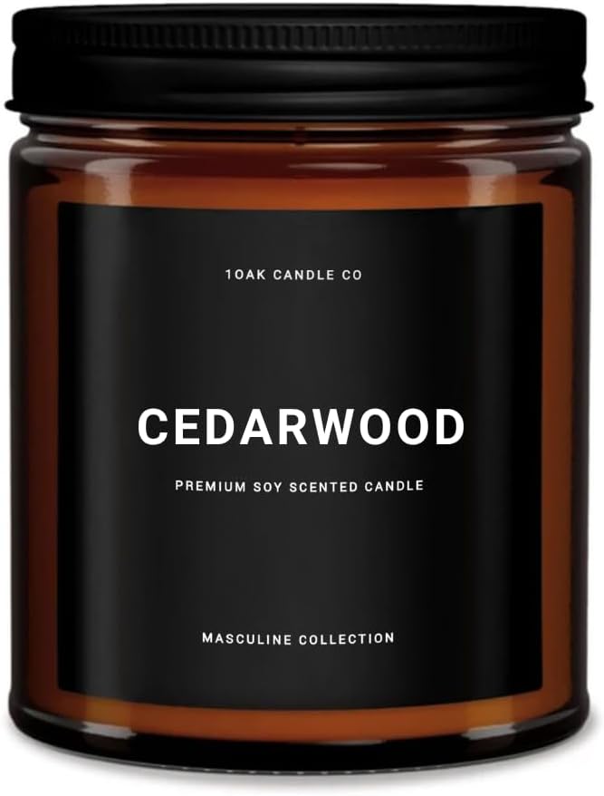 1OAK Cedarwood Candle - Woodsy Candles - Scented Candles for Men - Masculine Decor - Long Burning Candles Premium - Soy Wax (7oz.)