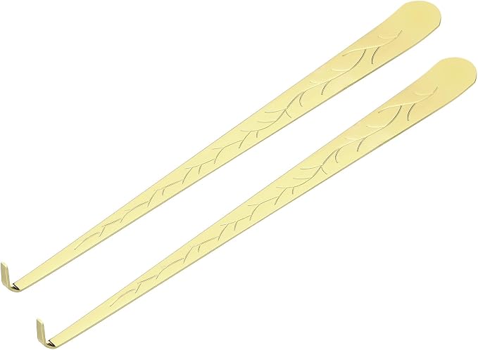 uxcell 2 Pcs Candle Wick Dipper, Stainless Steel Candle Wick Hook, Flame Dipper Snuffer Extinguish Accessory Flat Design for Putting Out Flame Home Decor Gifts, Gold