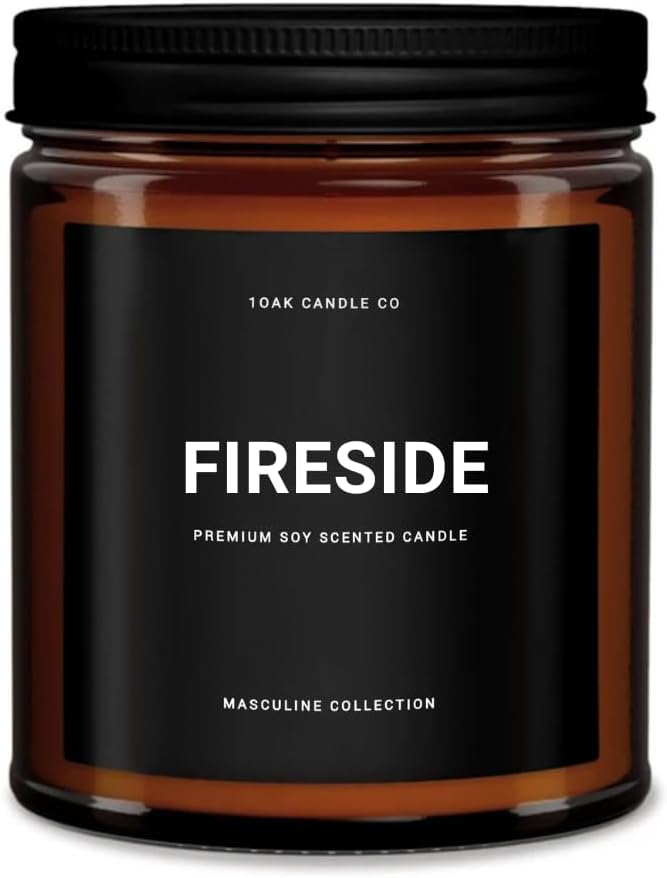 1OAK Fireside Candle - Scented Candles for Men - Campfire Candle Scent - Woodfire Candles (7oz.)