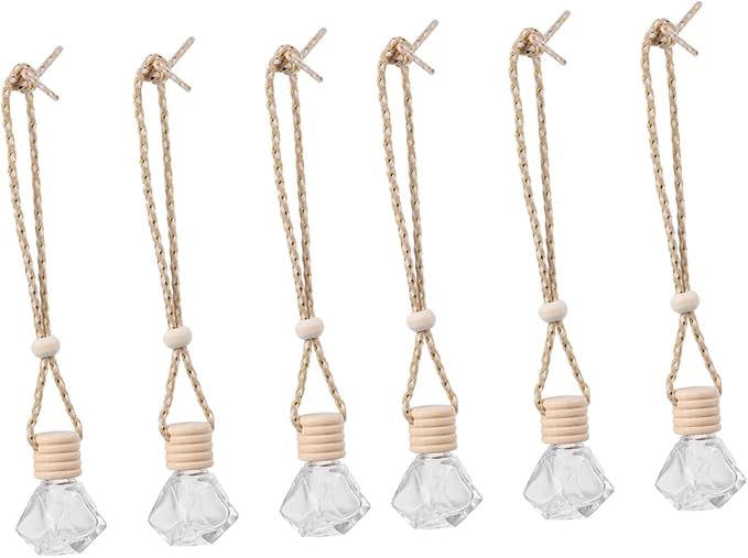Mikinona 8pcs Car Aromatherapy Bottle Empty Perfume Hanging Bottle Kit Portable Diffuser