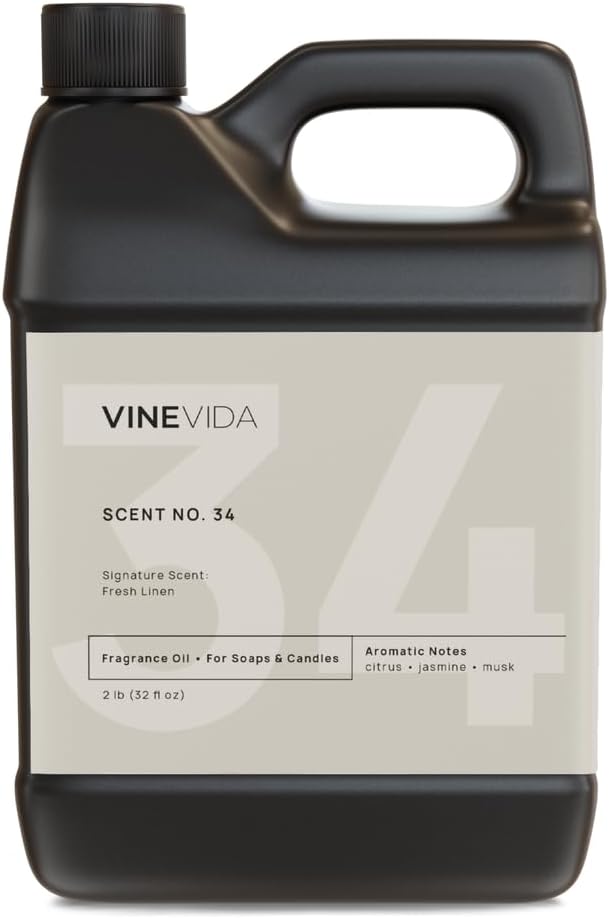 VineVida 32oz Fresh Linen Scent Oil - Fragrance for Candle & Soap Making - Made in USA