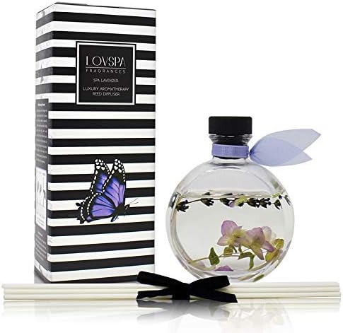 Reed Diffuser Set, Spa Lavender Scented Oil Diffuser with Sticks, Home Fragrance Accessories for Bathroom Shelf Decor, Aroma Diffusers for Home or Office Desk, USA Made