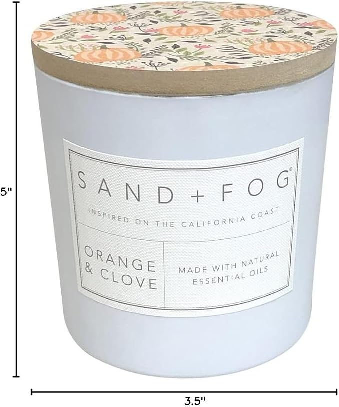 Sand + Fog Scented Candles - Orange & Clove - Additional Scents and Sizes - 3 Wicks 100% Cotton Lead-Free - Luxury Air Freshening Jar Candles - Perfect Home Decor - 21 oz