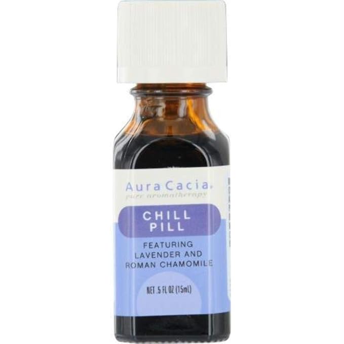Aura Cacia Chill Pill Essential Oil Blend | GC/MS Tested for Purity | 15ml (0.5 fl. oz.)