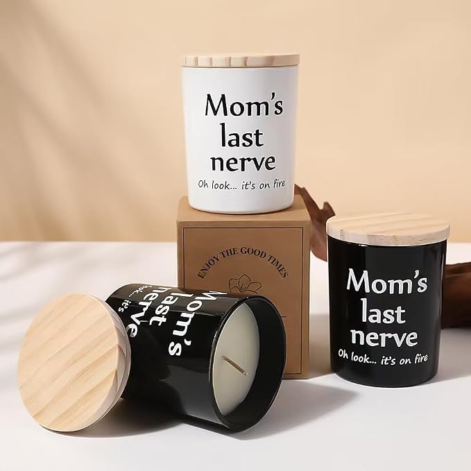 Moms Last Nerve Candle, Gifts for Mom from Daughter Son, Mothers Day Candle, Funny Birthday Gift for Mom, Sandalwood Scented Candles, Natural Soy Candles, 6 OZ