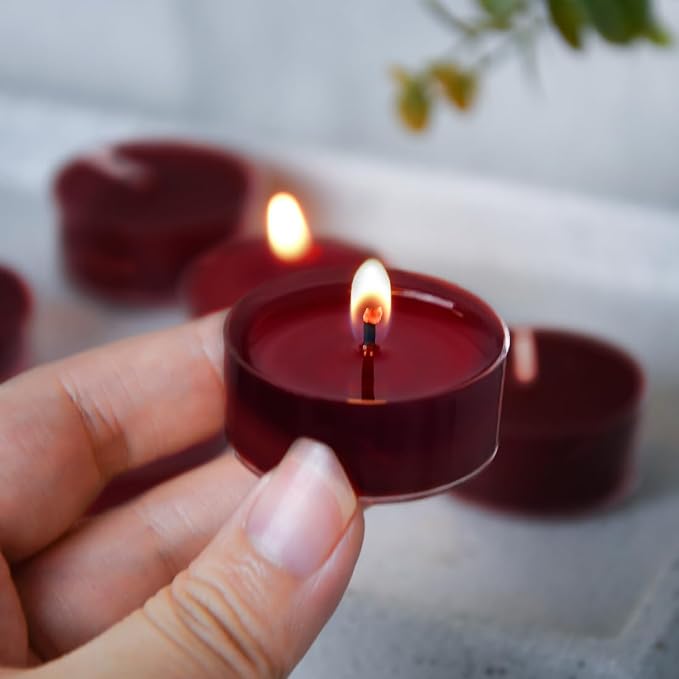 DEYBBY Scented Tealight Candles, Long Lasting Soywax Tea Candle Used for All of Holders|Clear Cup|24 Counts|Up to 4 Hour Burn Time|Apple Cinnamon