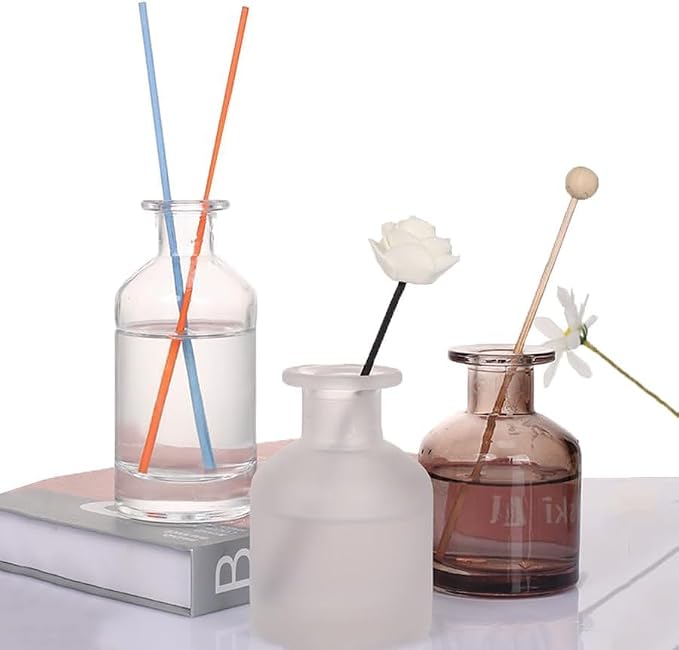 Glass Diffuser Bottles Empty Refillable Glass Container Jar 150ml / 5oz Fragrance Accessories DIY Replacement Diffuser Sticks Sets for Essential Oils Reed Sticks Crafts Spa Home Decoration (White)