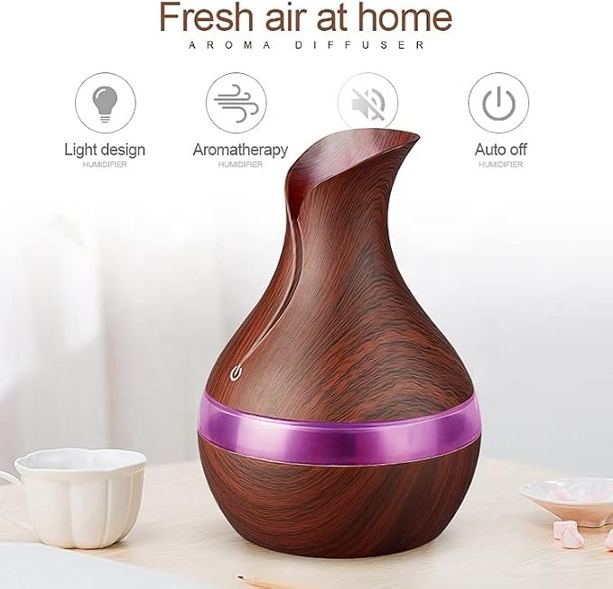 Essential Oil Diffuser 10 Hours One-Fill Diffuser Electronic Ultrasonic Humidifier Aromatherapy Home Essential Oil Cool Mist with 7 Color Lights Auto Shut-Off - 300ML