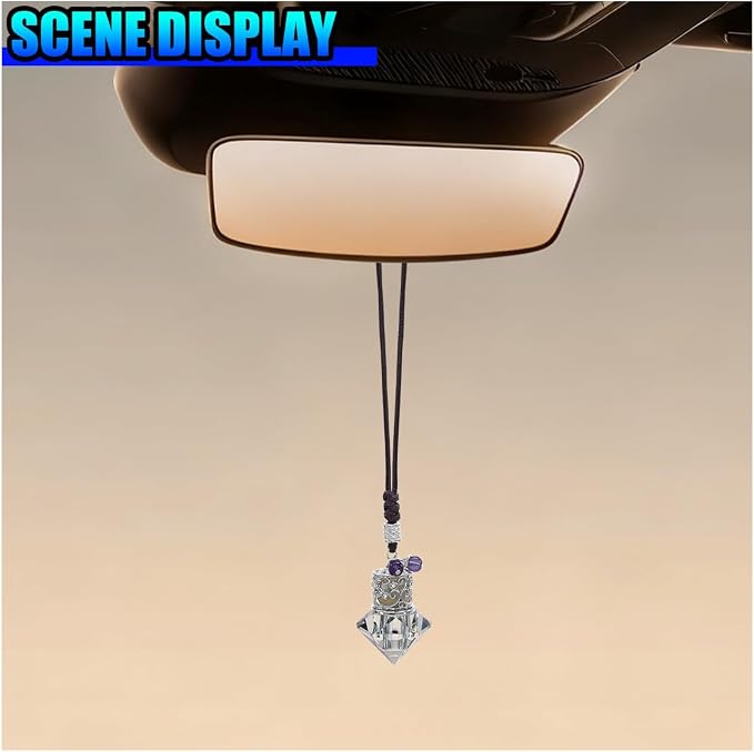 Hanging Car Essential Oil Diffuser Bottle, Crystal Diamond Car Rear View Mirror Charm, 8 ml Empty Glass Bottle Pendant, Elegant Auto Interior Decoration Accessories (Crystal)