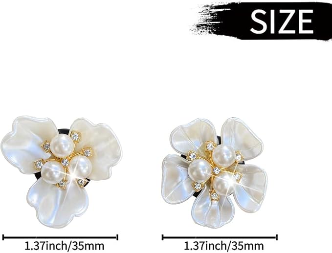 Bling Daisy 6 Pcs Pearl Flower Air Vent Clips - Cute Car Diffuser Vent Clip Rhinestone Decoration - White