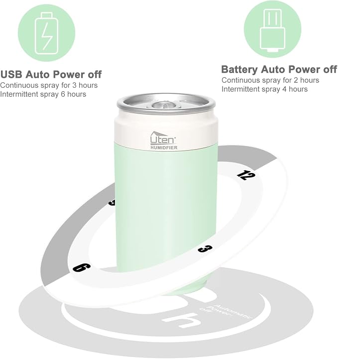 Humidifiers, Humidifier for Bedroom, Can Air Humidifier, Humidifiers for Home and Plants, USB Powered And Battery Powered Portable for Home Office Car Outdoor, 2 Mist Modes, Night Light, Auto-Off
