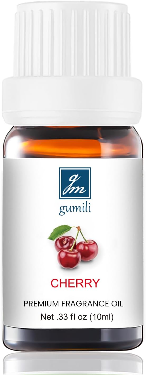 GM Gumili Cherry Essential Oil - Pure Organic Scent for Aromatherapy, Diffusers, Spray, Skin & Hair Care, Massage, DIY Candles & Soap, Perfume - Fruity Fragrance, 10mL