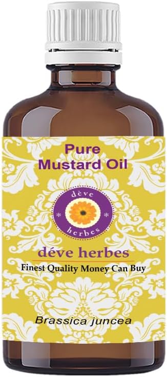 Deve Herbes Mustard Oil (Brassica juncea) | Cold Pressed | Pure | Natural | Undiluted | For Diluting Essential oils | For Hair, Skin & Massage | Non-Sticky| Lightweight| Unisex | 100ml X 2 (6.76 oz)