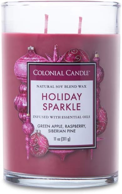 Colonial Candle Holiday Sparkle Scented Jar Candle, Classic Cylinders Collection, 2 Wick, Purple, 11 oz - Up to 80 Hours Burn (Pack of 2)