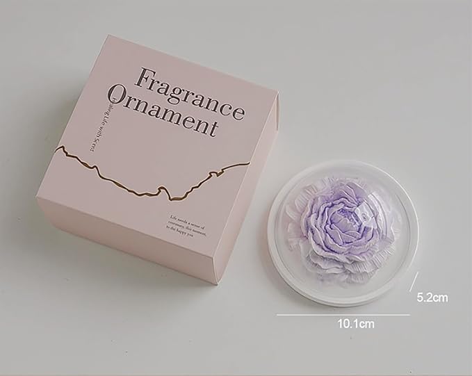 Essential Oil Passive Flower Diffuser with Fragrance -Non-Electric Peony Flower Porcelain Aromatherapy Diffusers for Room, Desk Decorative, Bathroom (Purple, Juniper and Lavender Scent)