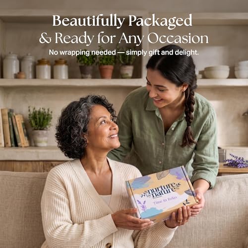 Nurture by Nature Spa Gift Set for Women Bundle - Relaxing and Uplifting Self Care Gift Set Duo with Hand Cream, Scented Candle, Bath Bombs, Bath & Body Gift Set, Mothers Day Gift, Gift for Mom